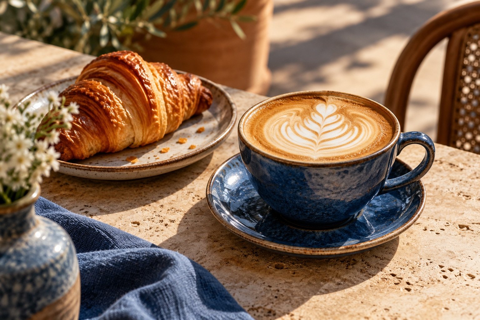 Coffee and freshly baked pastry in our fictional café