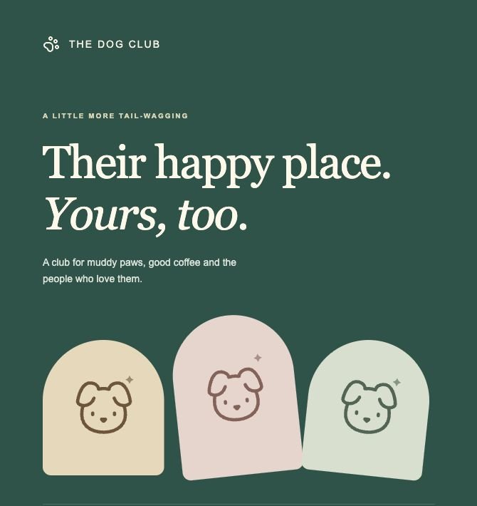 The Dog Club green and cream design with illustrated dogs